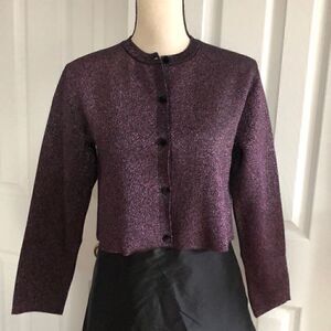 Zara Metallic Deep Red Merlot  Shimmer Cardigan size S